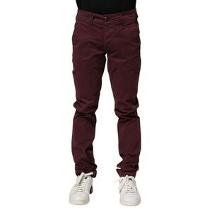 CYCLE Slim Casual Pants Men Maroon Jeans & Pants